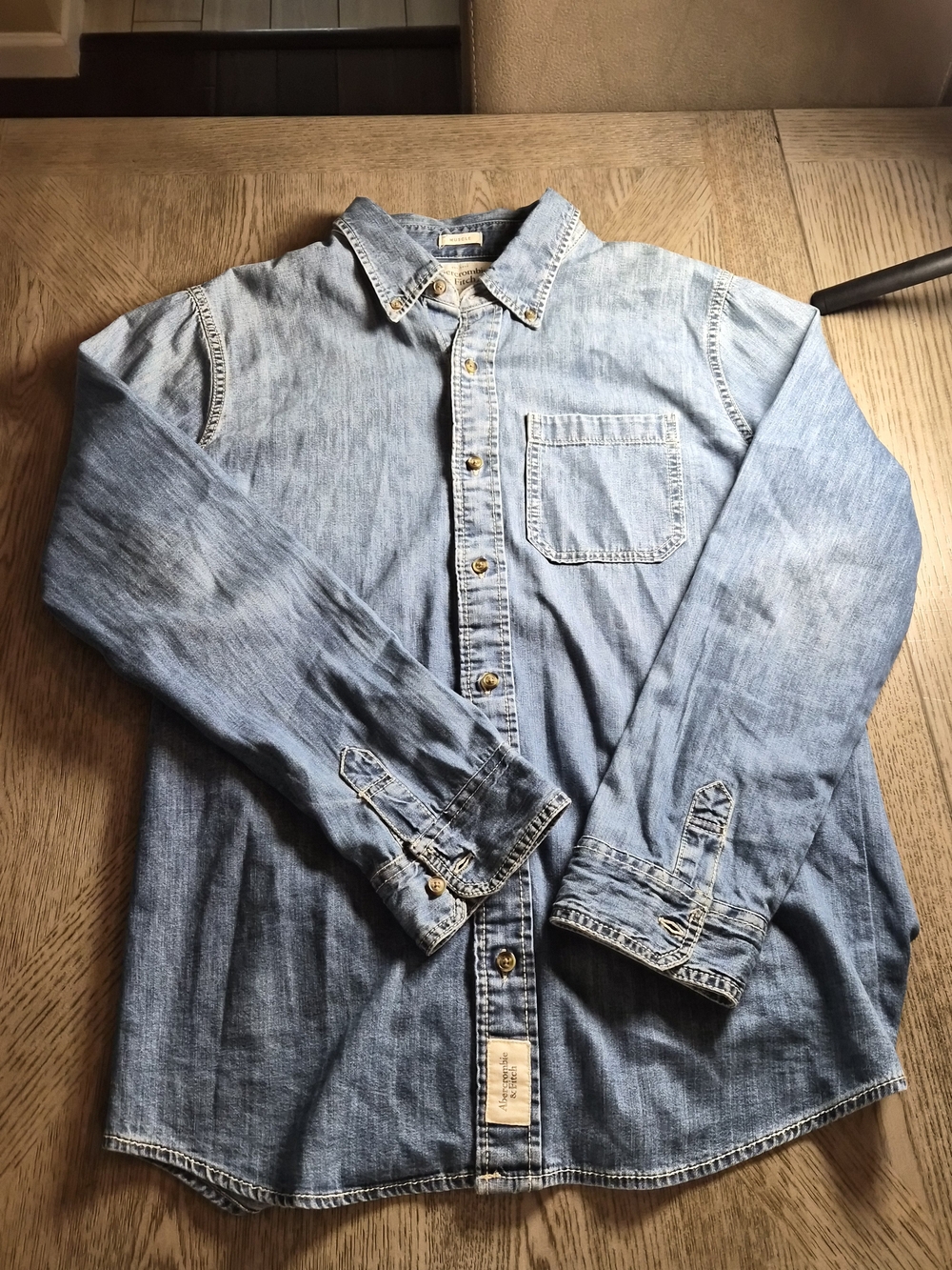 Abercrombie & Fitch Light Blue Denim Button-Down Shirt
